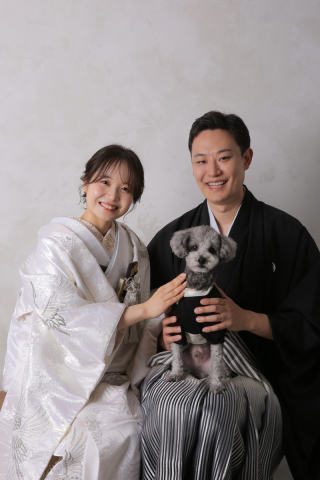 わんちゃんと一緒に和装撮影♪