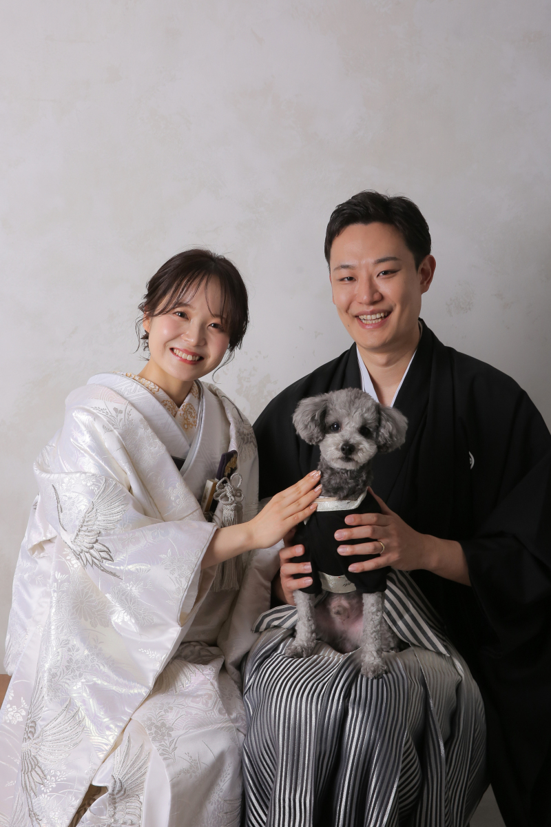 わんちゃんと一緒に和装撮影♪