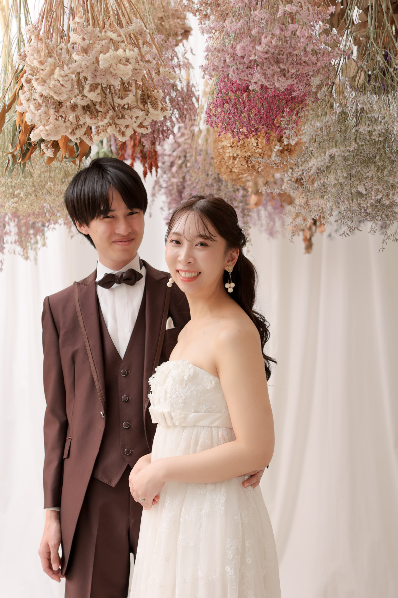 かわいいドライフラワーの壁