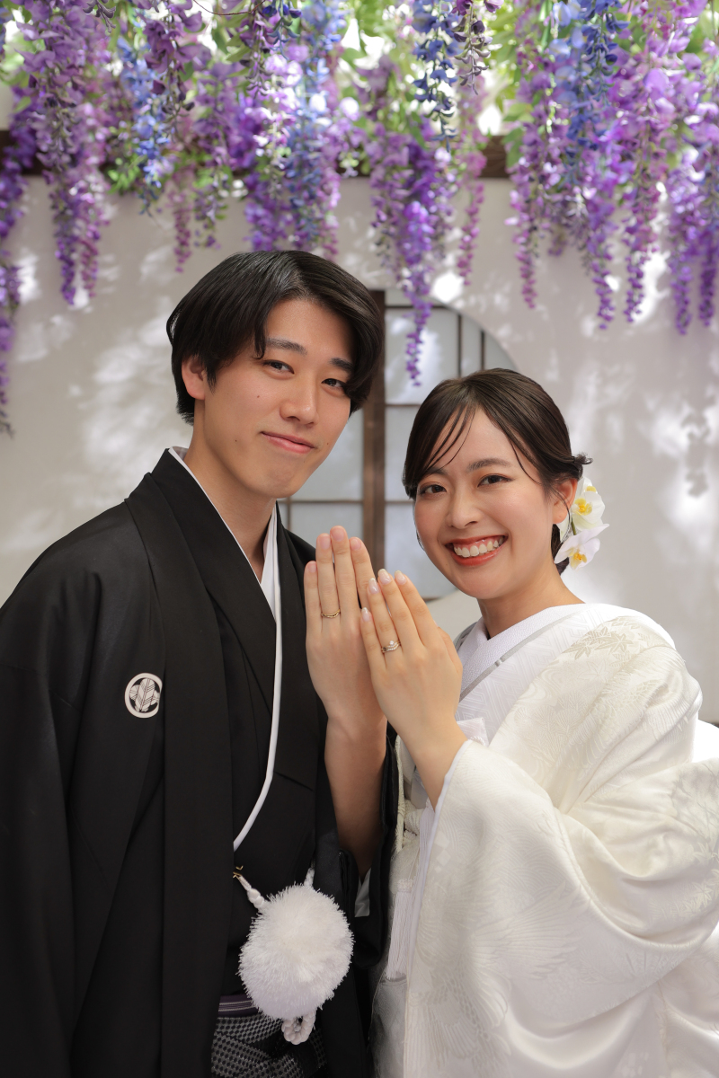 藤棚の下で満面の笑み!!