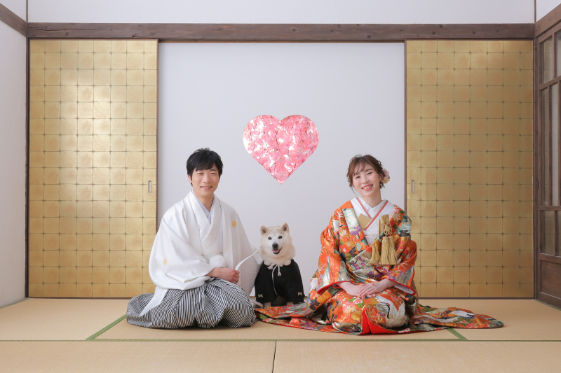 ワンちゃんと正座ショット!