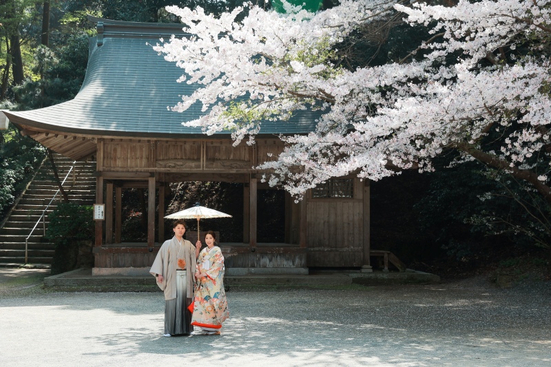 満開の桜と一緒に