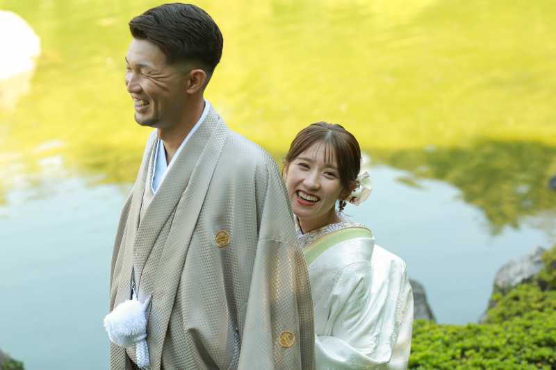 【大濠日本庭園ロケーション撮影+貴賓館】おふたりの衣装(和/洋)+美容+小物+髪飾り+着付け込◎写真データ300カット納品