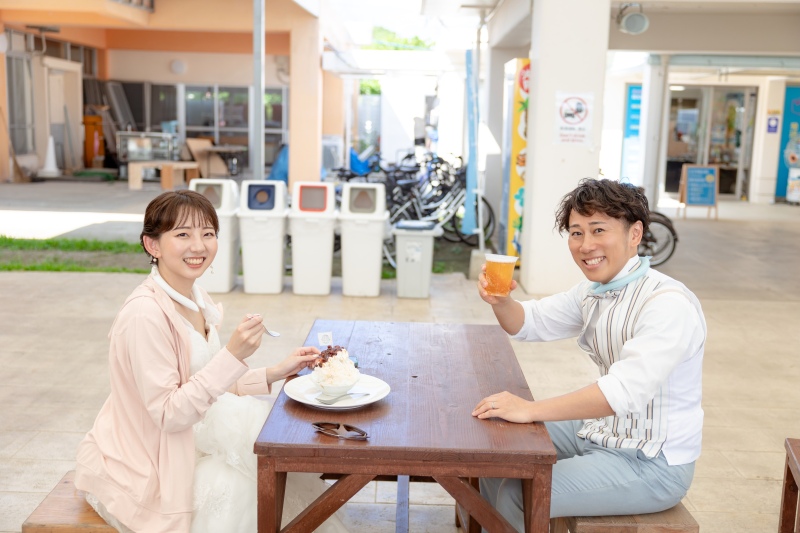 帰り道にかき氷とノンアルビールで
