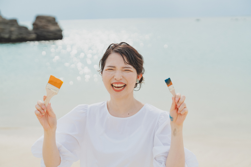 ペイントする前に綺麗なお洋服のままで一枚!