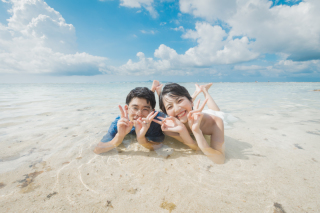 Having fun at the sea