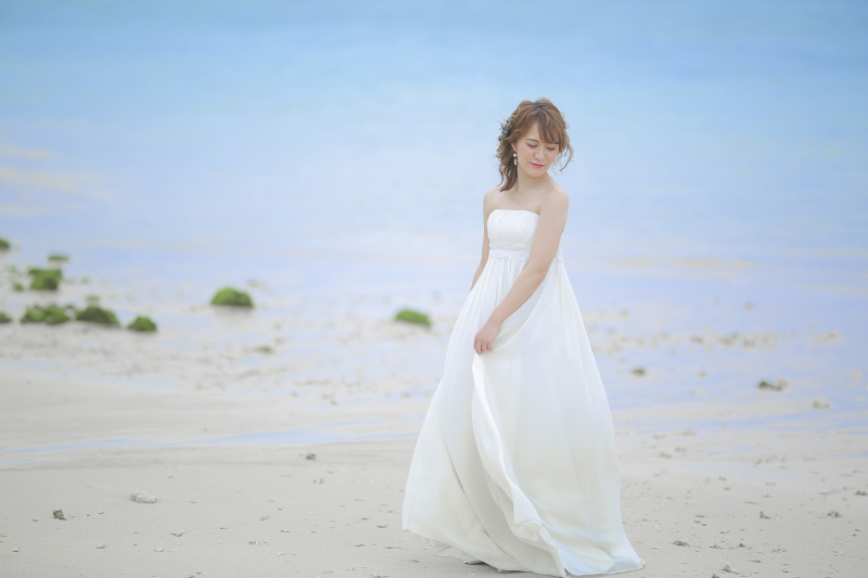 遠浅のビーチで安心して撮影