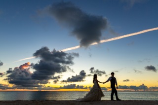 飛行機雲とサンセット