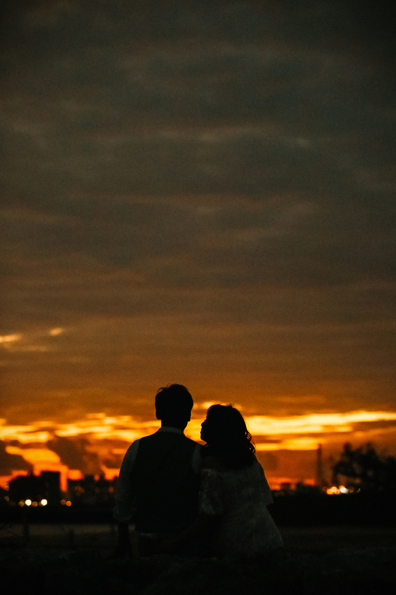 曇りの日の夕日