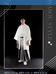 MEN-152, 白・金紋付／袴　和柄グラデーション