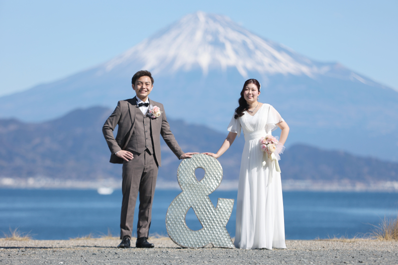 富士山+海+青空の洋装ロケーション&和装スタジオ撮影