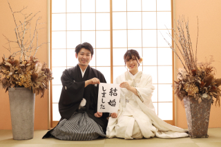 和装スタジオ撮影色打掛＋白無垢２着撮影