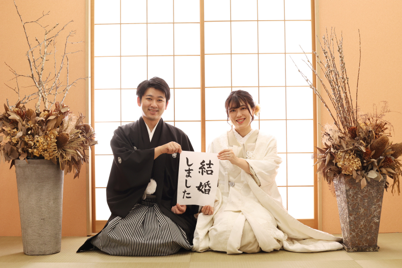 和装スタジオ撮影色打掛+白無垢2着撮影