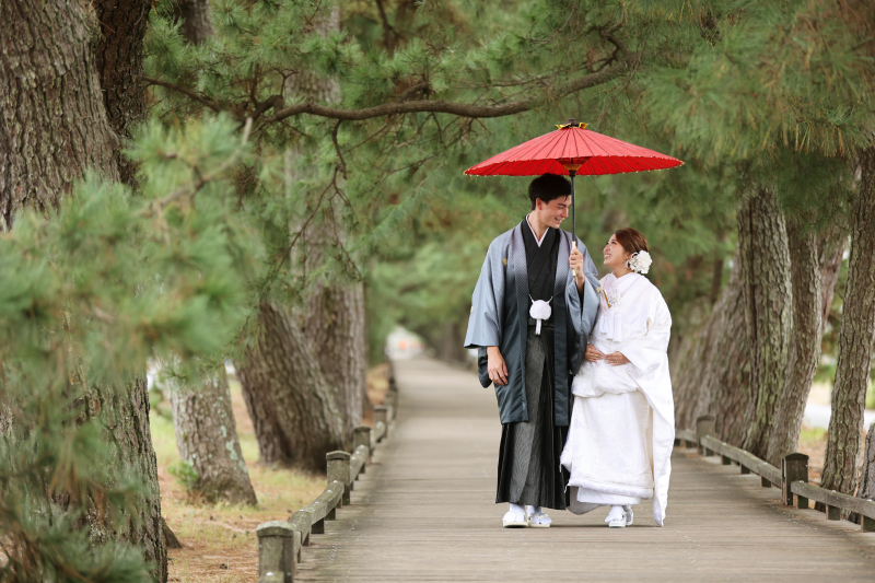 白無垢でロケーション撮影