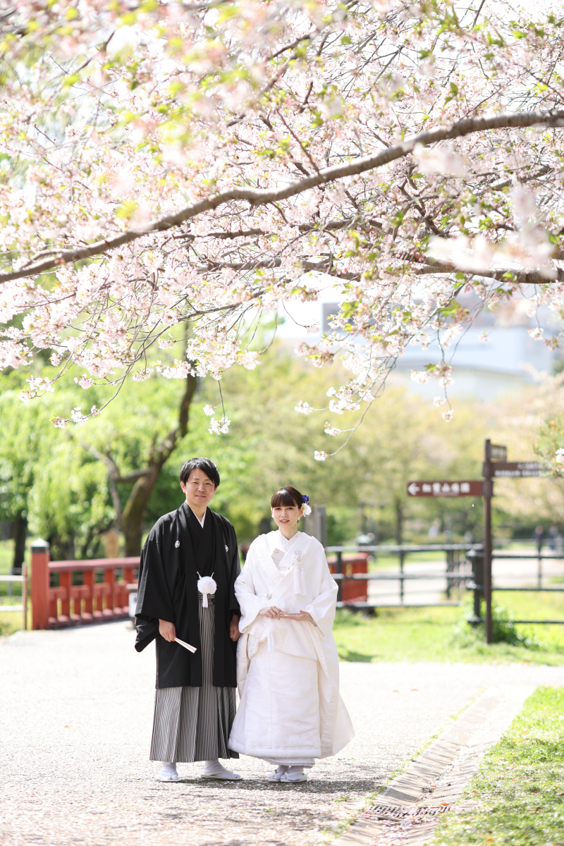 葉桜の下でロケーション撮影開始