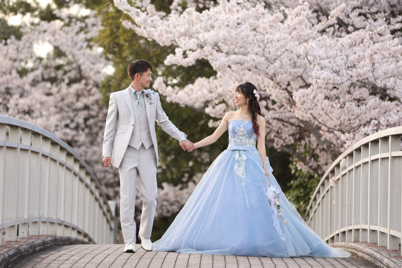 桜と青いドレス