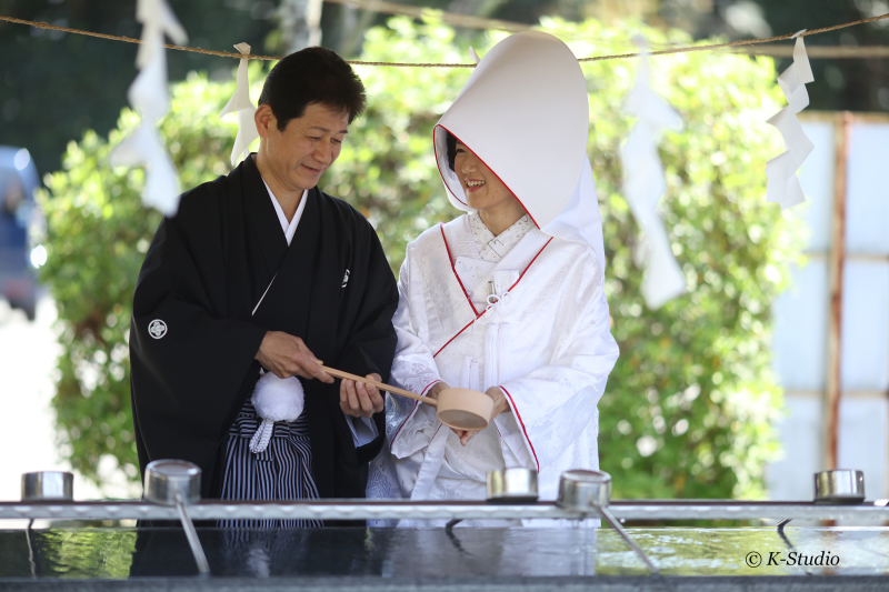 手洗いをして清めました