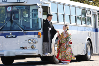 バスとのロケーション撮影