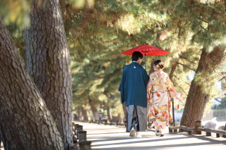 三保の松原へ続く「神の道」での撮影