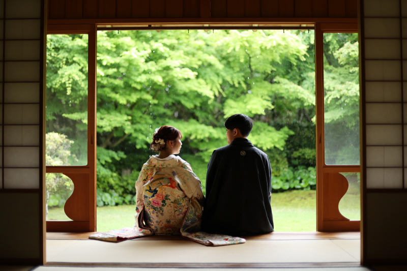 庭園の中の茶室で撮影ができます。