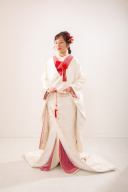 色掛下（絞り赤）×白無垢