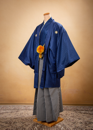 青の羽織着物