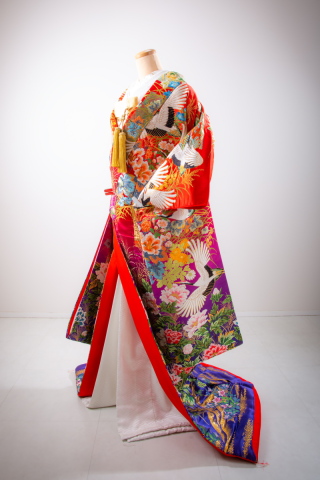 紅桔梗に金稲穂