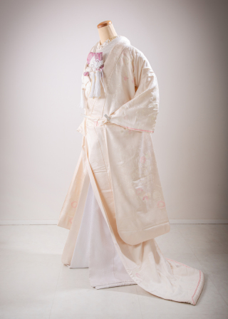 白地にピンクの懐剣筥迫しぼり柄＋ティファニーブルー