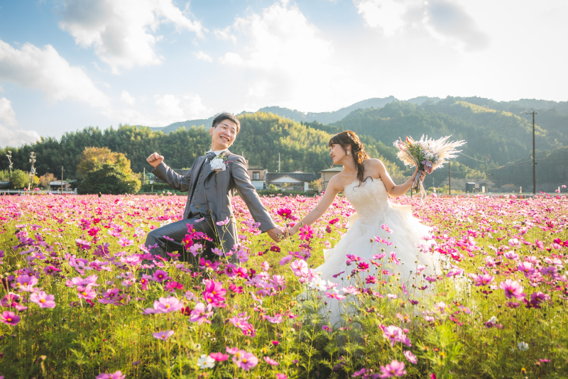 洋装チャペルと花と公園を1日で