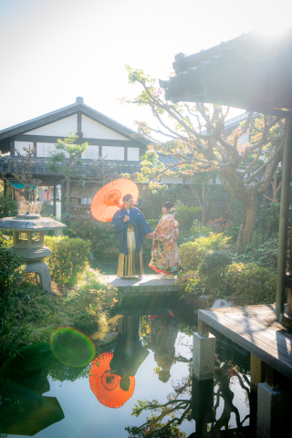 和庭園お茶室付　スタジオ近くの和装ロケ