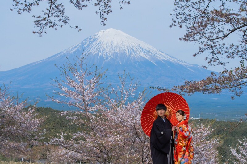 和装で庭園+お茶室+富士山!!!