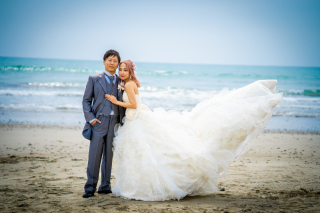 洋装　海ロケーション