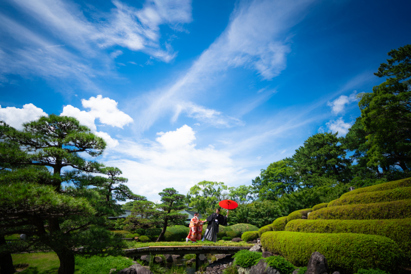 庭園と自然の融合した撮影が素敵に