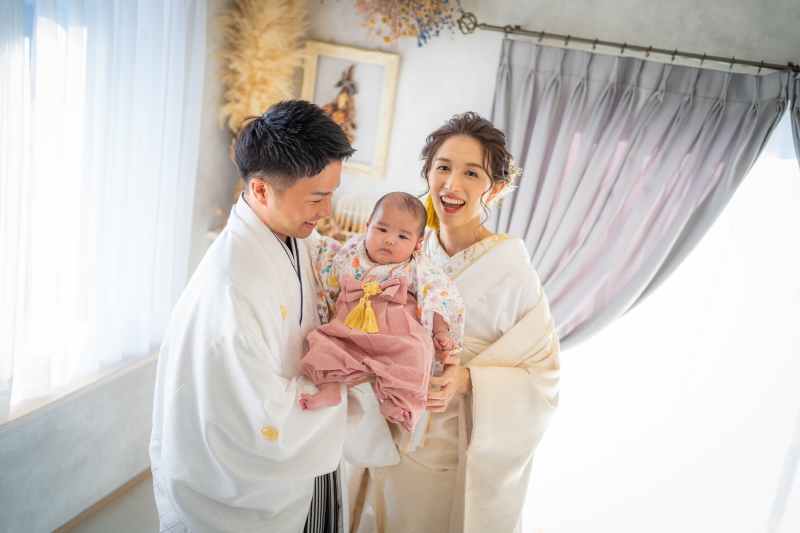 和装・洋装でもお子様と一緒に撮影
