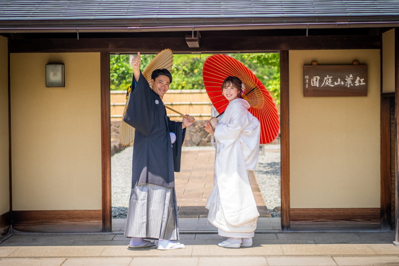 衣裳2点とロケ地２ヶ所【日本庭園とお茶室のセット】和装ロケーション撮影