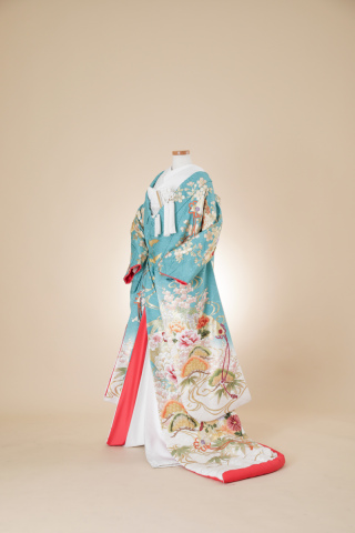 桧扇牡丹に光琳鶴