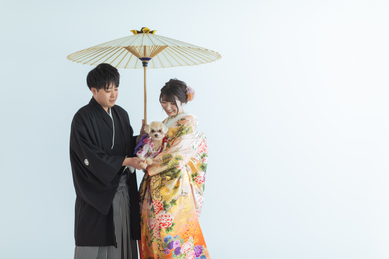 番傘×ワンちゃん
