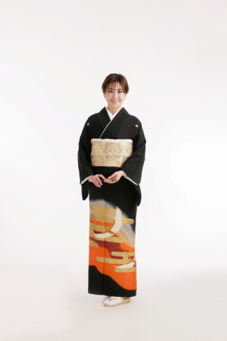 留袖（雲取りに飛鶴）