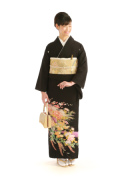 留袖（紫ぼかし菊草花）