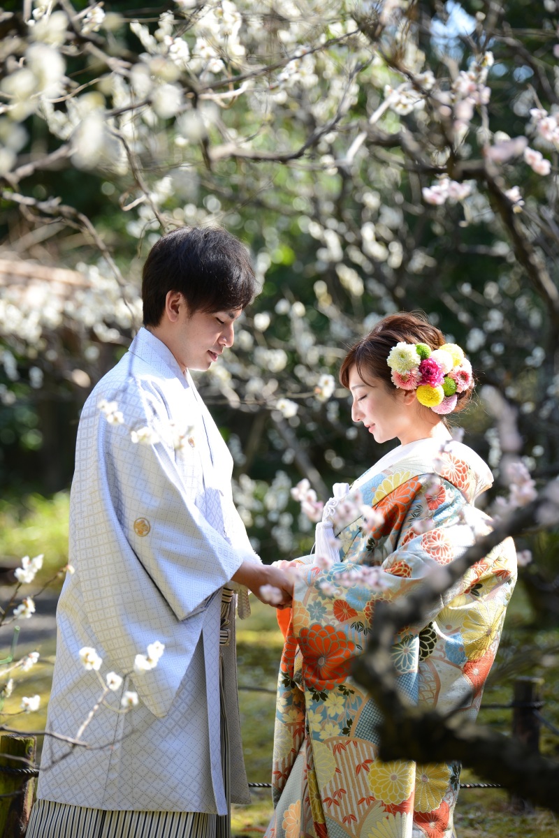 梅の花に囲まれて