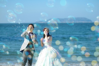 海と庭園で2人らしい前撮り！