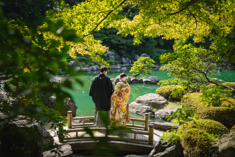 【８月末までの撮影の方限定】庭園ロケプラン｜新郎衣裳2点、新婦衣裳2点｜データ200カット｜198,000円→143,000円