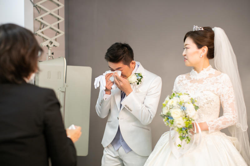 挙式前に家族写真撮影