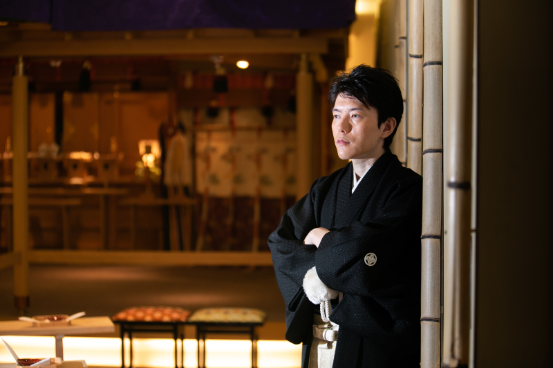 竹と照明でクールに…