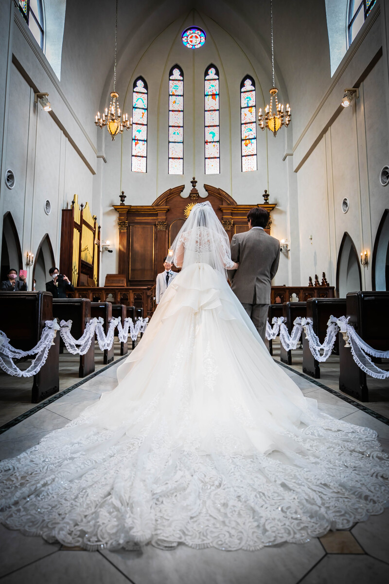 お父様と緊張のバージンロード