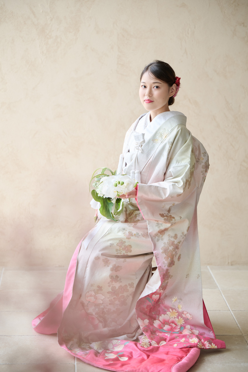 Kimono:Pink×White