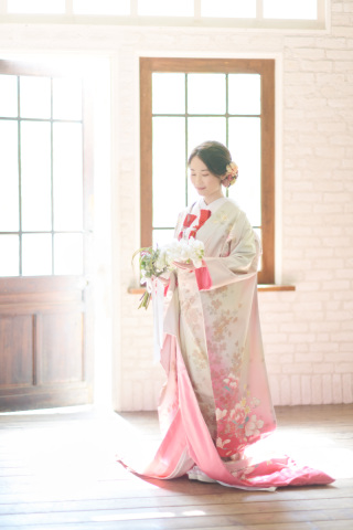 Kimono:Pink×White