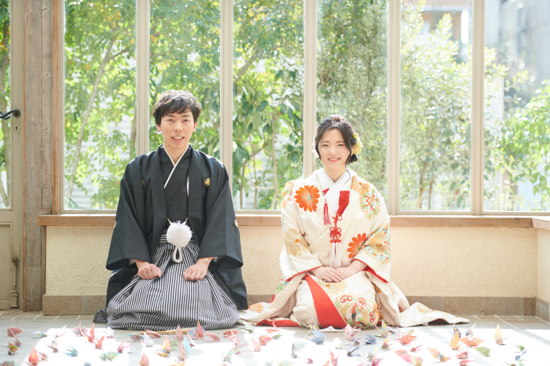 折り鶴を加えて和装カット♪