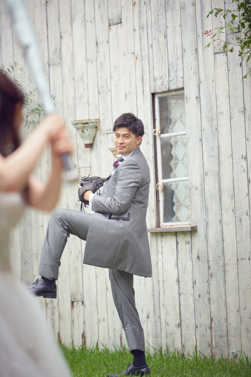 なんとグローブにバットをお持込！