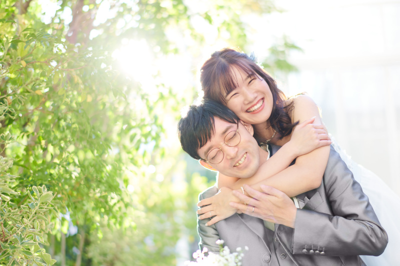 最後はお庭で二人だけの仲良しショット♪